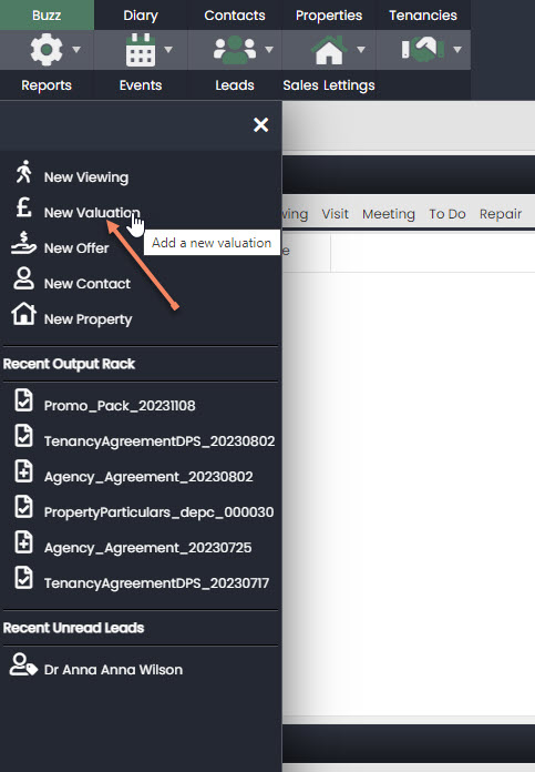 How do I add a valuation from the flyout menu